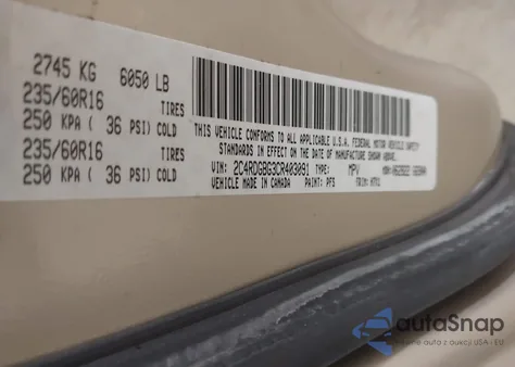 2012 Dodge Grand Caravan Se/Avp z USA, uszkodzony, nr VIN 2C4RDGBG3CR403091